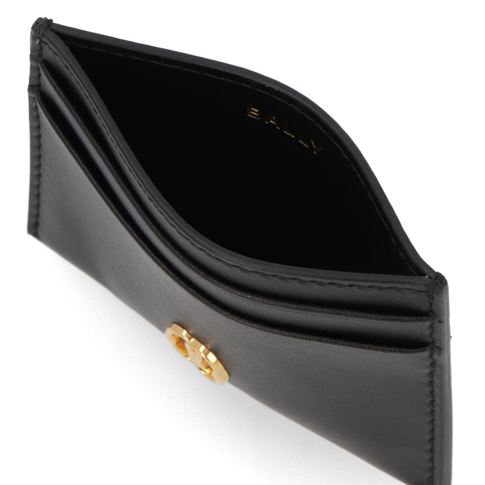 バリー BALLY 雑貨 カードケース レディース ブラック レザー ロゴ ゴールド金具 シンプル パスケース 定期入れ EMBLEM CCH/U901O