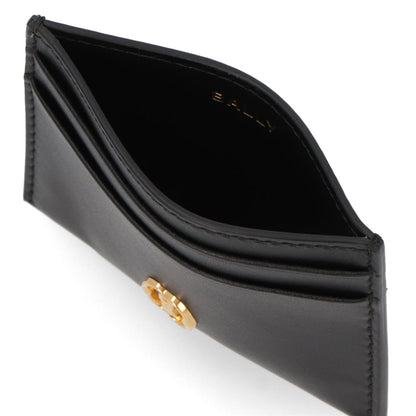 バリー BALLY 雑貨 カードケース レディース ブラック レザー ロゴ ゴールド金具 シンプル パスケース 定期入れ EMBLEM CCH/U901O