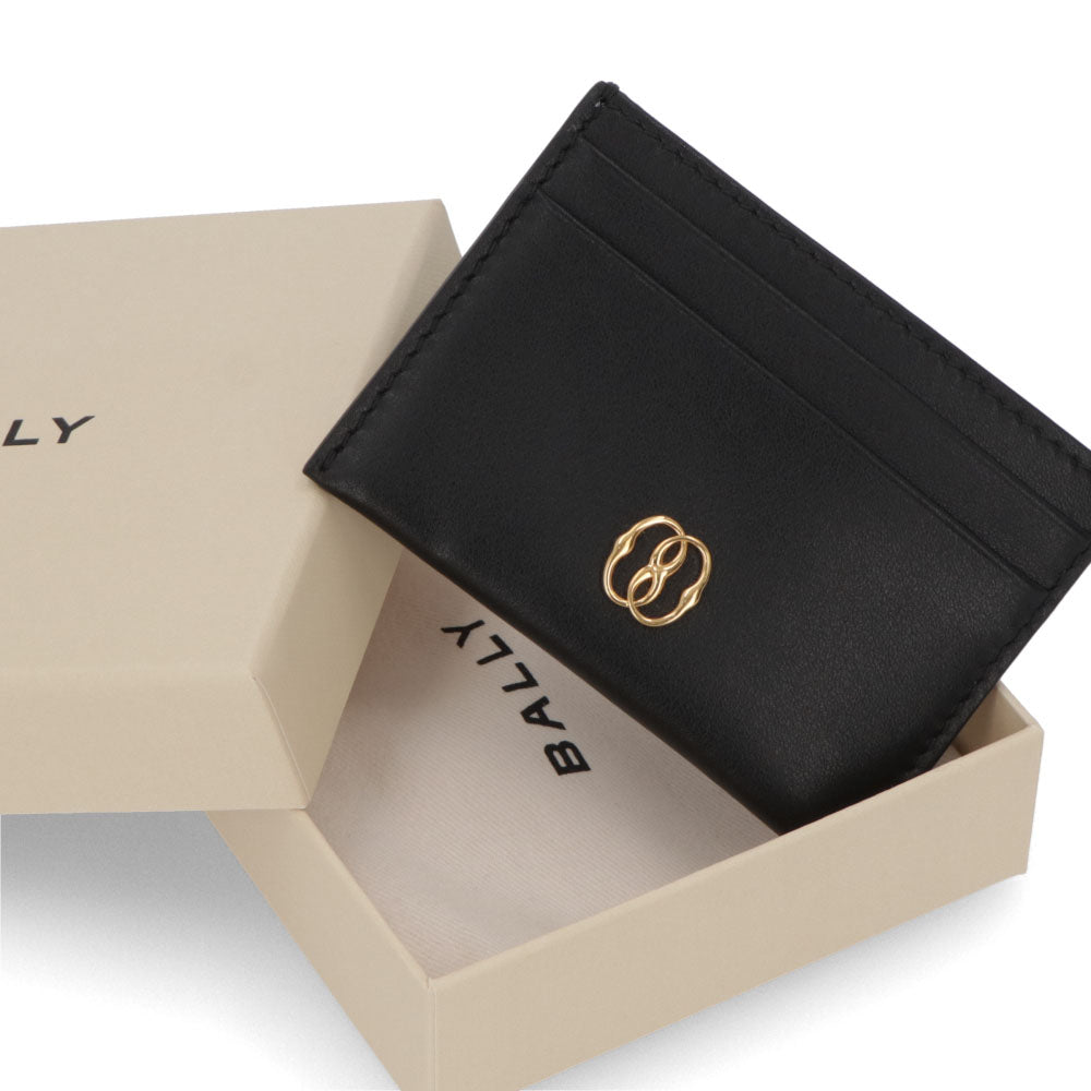 バリー BALLY 雑貨 カードケース レディース ブラック レザー ロゴ ゴールド金具 シンプル パスケース 定期入れ EMBLEM CCH/U901O