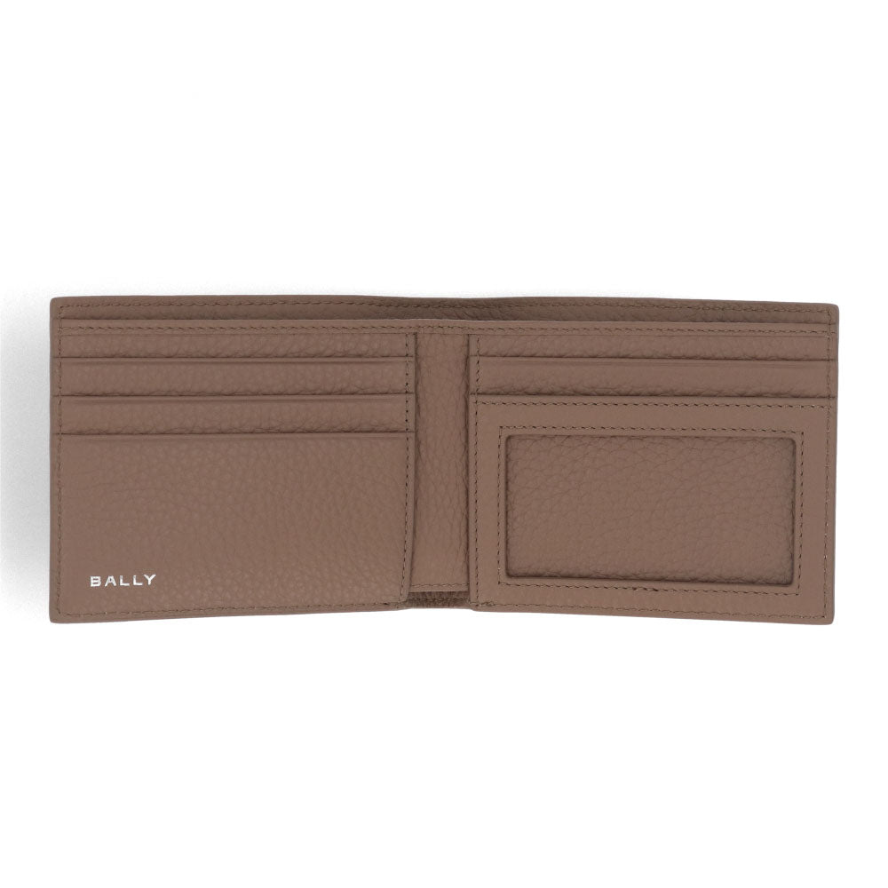 BALLY 二つ折り財布 グレージュ レザー ロゴ ペナントモチーフ