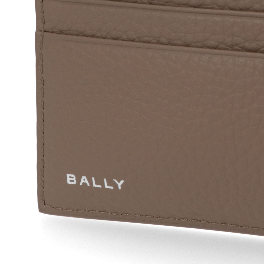 BALLY 二つ折り財布 グレージュ レザー ロゴ ペナントモチーフ