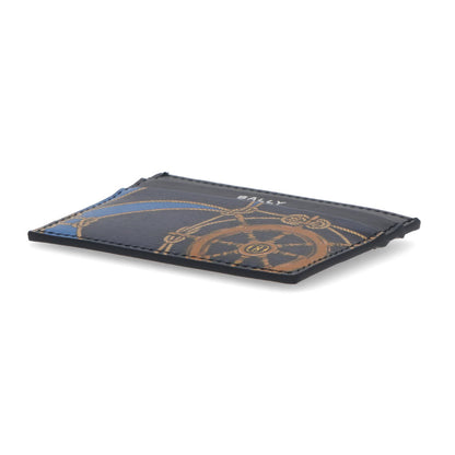バリー BALLY 雑貨 カードケース・名刺入れ メンズ ネイビー レザー ロゴ プリント 航海 エレガント CRS_C CARD CASE/I506P