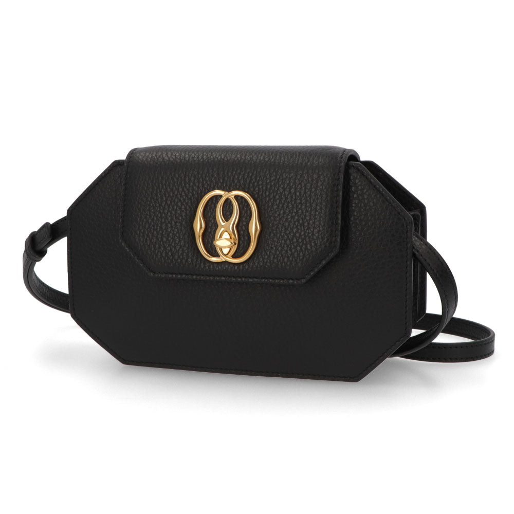 BALLY ショルダーバッグ ブラック レザー ロゴ ゴールド金具