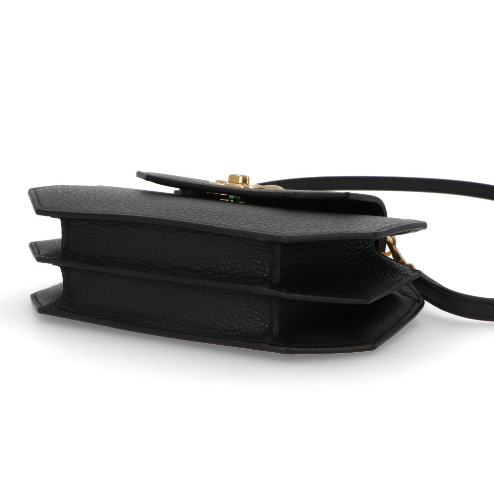 BALLY ショルダーバッグ ブラック レザー ロゴ ゴールド金具