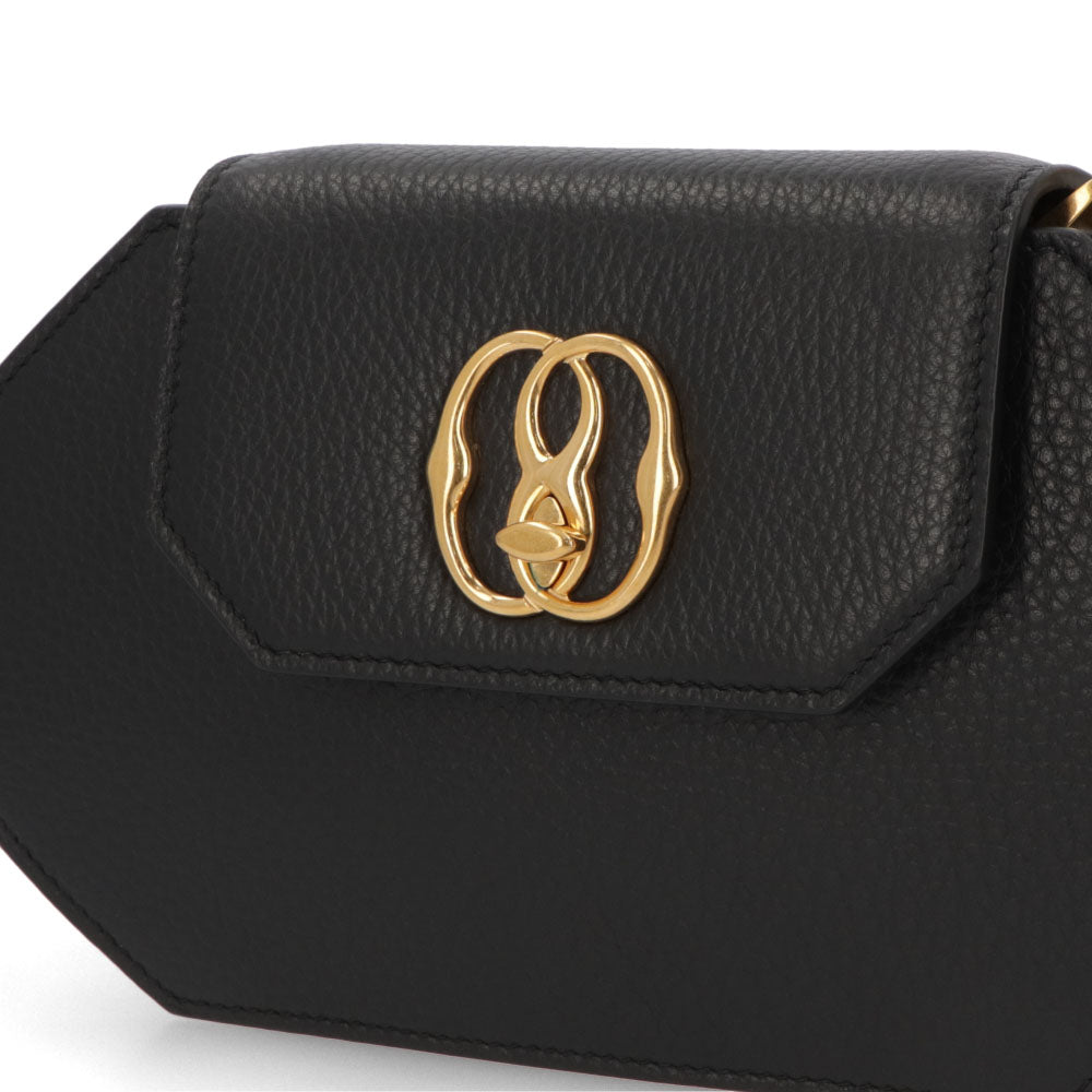 BALLY ショルダーバッグ ブラック レザー ロゴ ゴールド金具