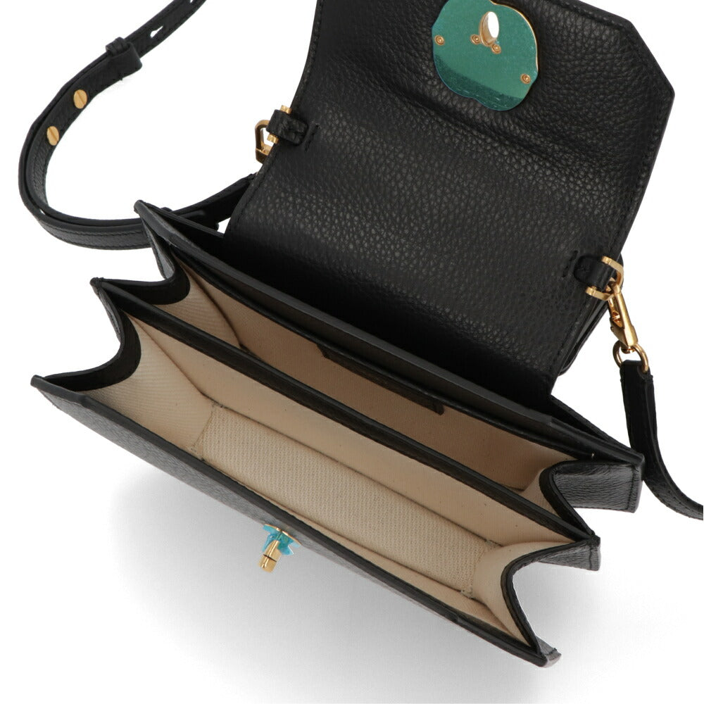 BALLY ショルダーバッグ ブラック レザー ロゴ ゴールド金具