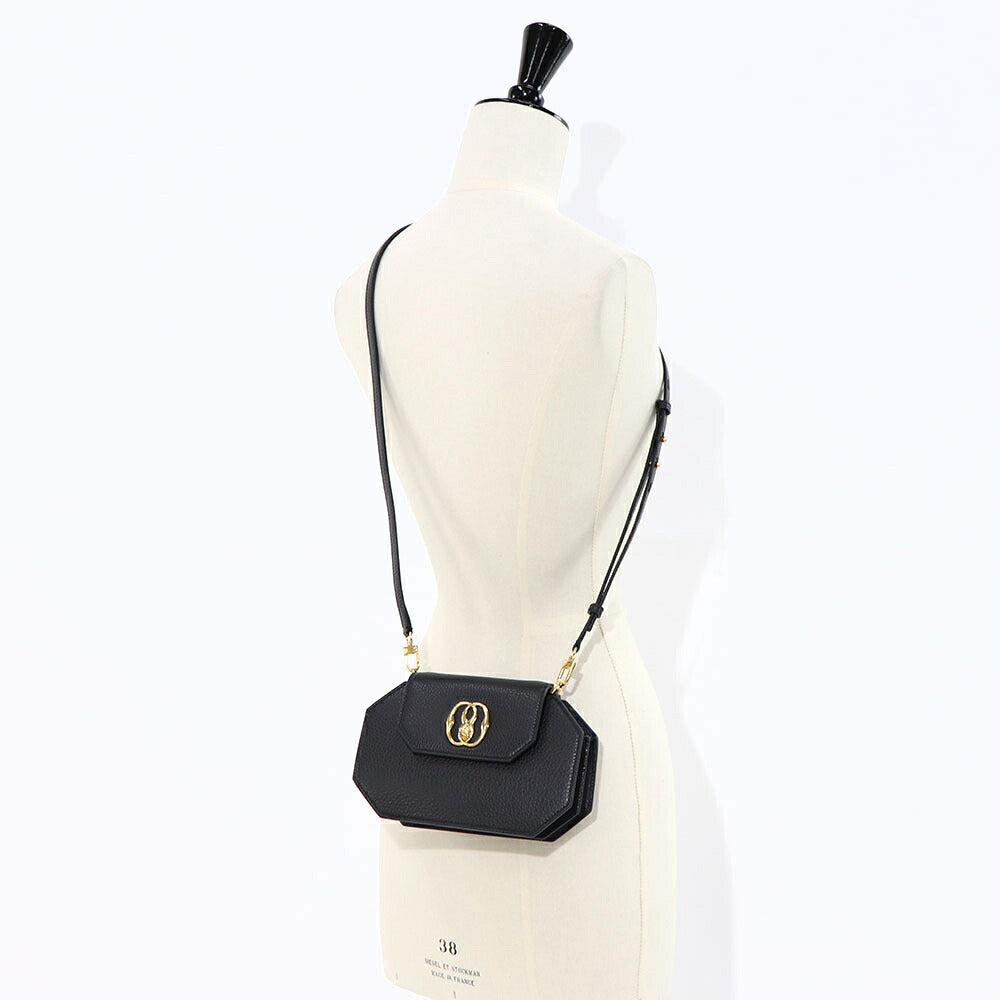 BALLY ショルダーバッグ ブラック レザー ロゴ ゴールド金具