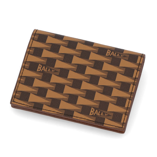 バリー BALLY 雑貨 カードケース ユニセックス ブラウン レザー メンズ レディース 定期入れ パスケース ペナントモチーフ ロゴ PNT_BUSINESS CC/I8D4O