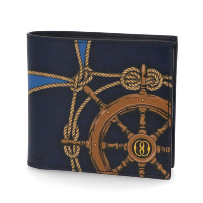 バリー BALLY 財布 二つ折り財布 メンズ CRS_BIFOLD 8CC N ネイビー カーフレザー ロゴ プリント 航海 エレガント 小銭入れなし 761346608558