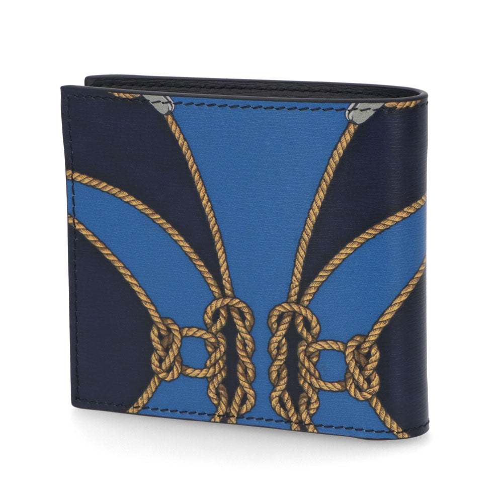 BALLY 二つ折り財布 プリント 航海 カーフレザー