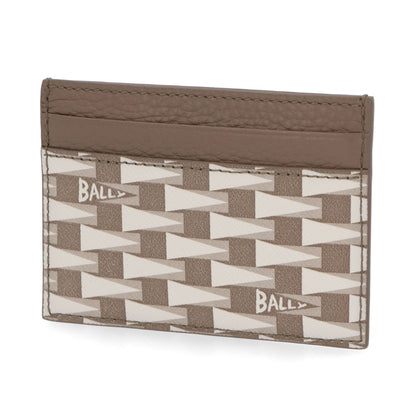バリー BALLY 雑貨 カードケース レディース グレージュ レザー ロゴ ペナントモチーフ パスケース 定期入れ PNT_C CARD CASE/I8N0P