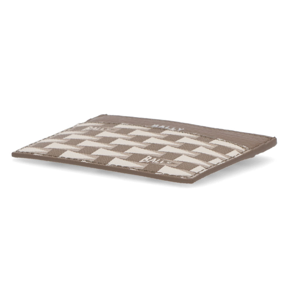 BALLY カードケース グレージュ レザー ロゴ ペナントモチーフ