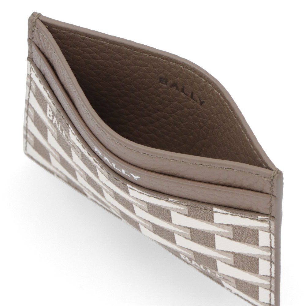 BALLY カードケース グレージュ レザー ロゴ ペナントモチーフ