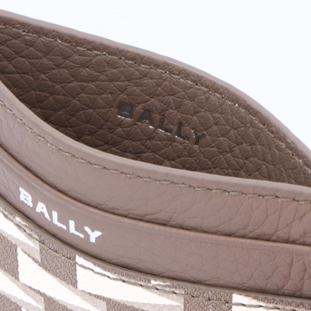 BALLY カードケース グレージュ レザー ロゴ ペナントモチーフ