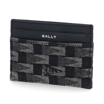 バリー BALLY 雑貨 カードケース・名刺入れ メンズ ネイビー レザー　デニム ロゴ ペナントモチーフ 定期入れ パスケース PNT_C CARD CASE/U507P