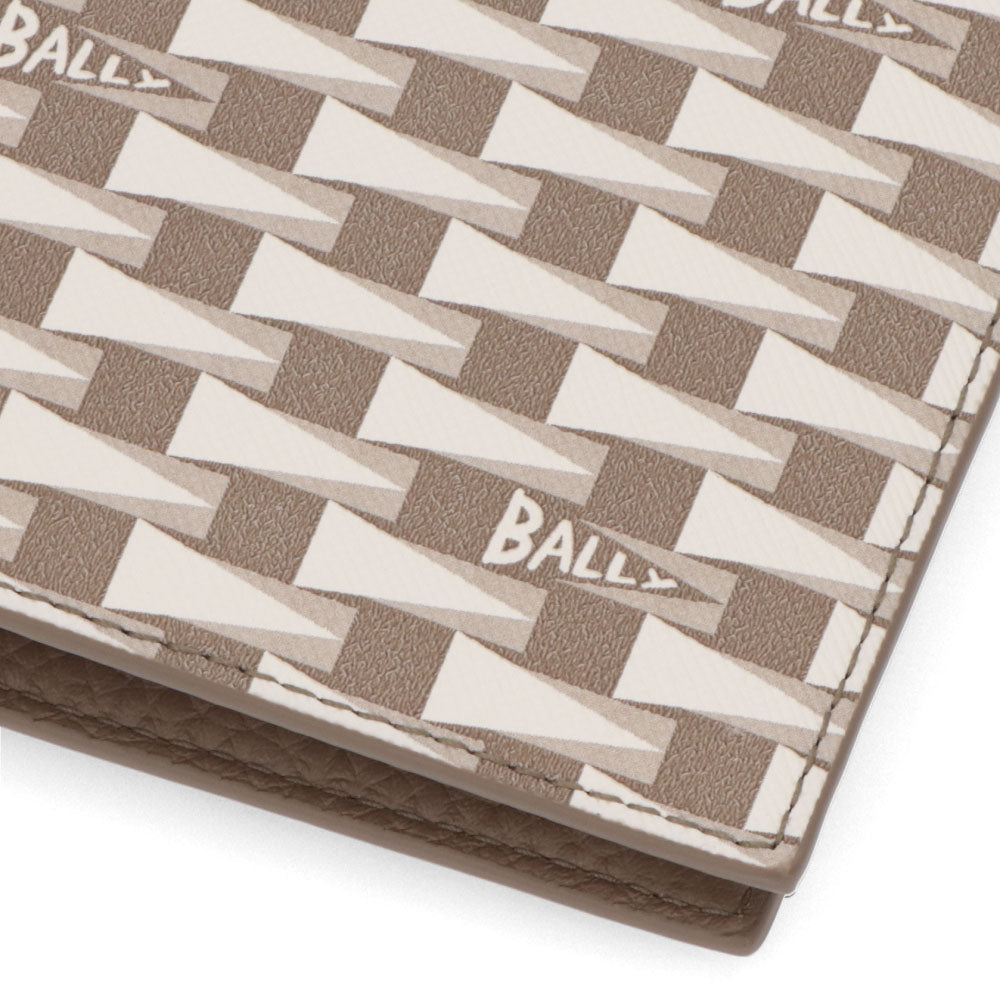 バリー BALLY 財布 二つ折り財布 メンズ グレージュ レザー ロゴ ペナントモチーフ ウォレット 総柄 小銭入れなし PNT_BIFOLD 8CC/I8N0P