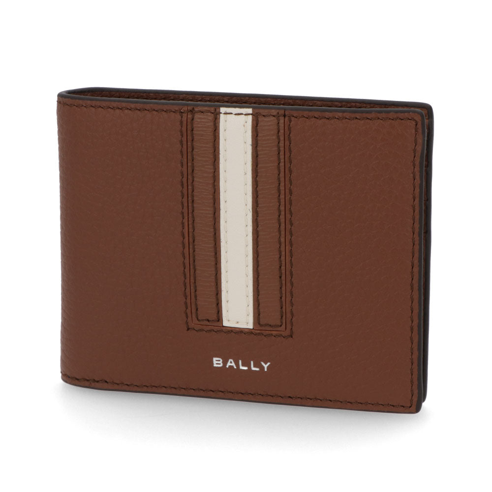バリー BALLY 財布 二つ折り財布 メンズ 761765998316 ブラウン レザー ロゴ シンプル ストライプデザイン 小銭入れなし RBN_BIFOLD 6CC