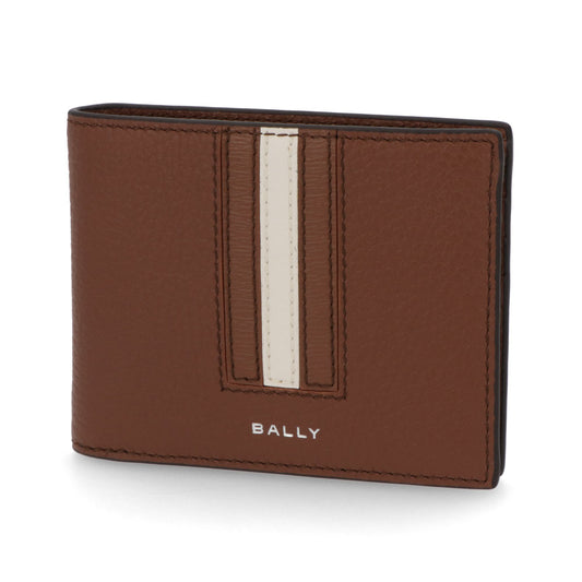 バリー BALLY 財布 二つ折り財布 メンズ 761765998316 ブラウン レザー ロゴ シンプル ストライプデザイン 小銭入れなし RBN_BIFOLD 6CC