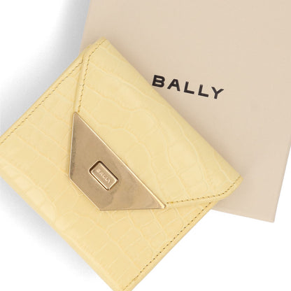 バリー BALLY 財布 三つ折り財布 レディース WLO05H VT383 イエロー ブラック レザー 型押しレザー ゴールド金具 ロゴ 小銭入れ付き TILT COMPACT W