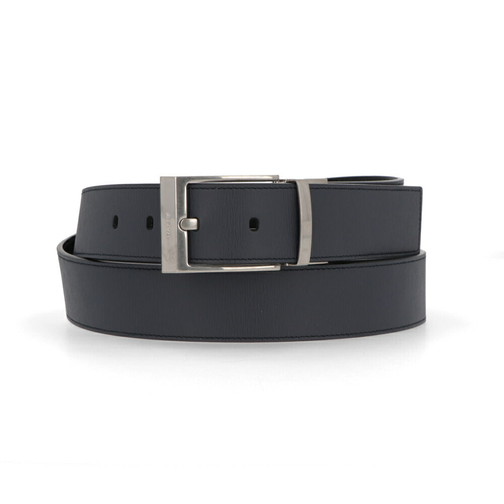 BALLY ベルト ネイビー×ブラック レザー リバーシブル