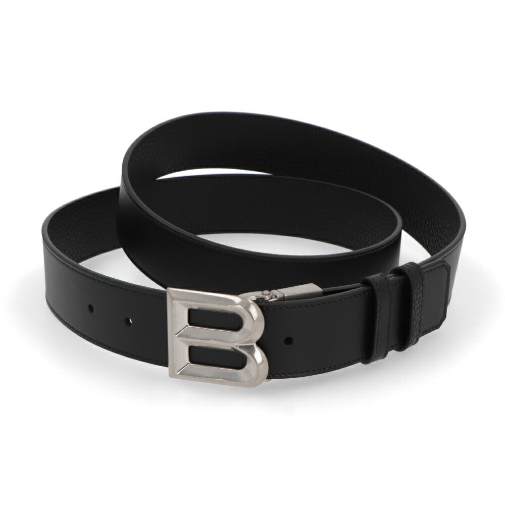 BALLY ベルト ブラック レザー シルバー金具 リバーシブル
