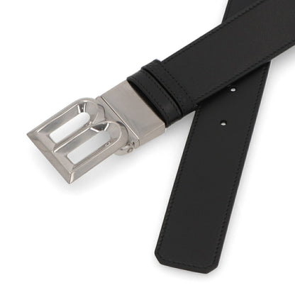BALLY ベルト ブラック レザー シルバー金具 リバーシブル