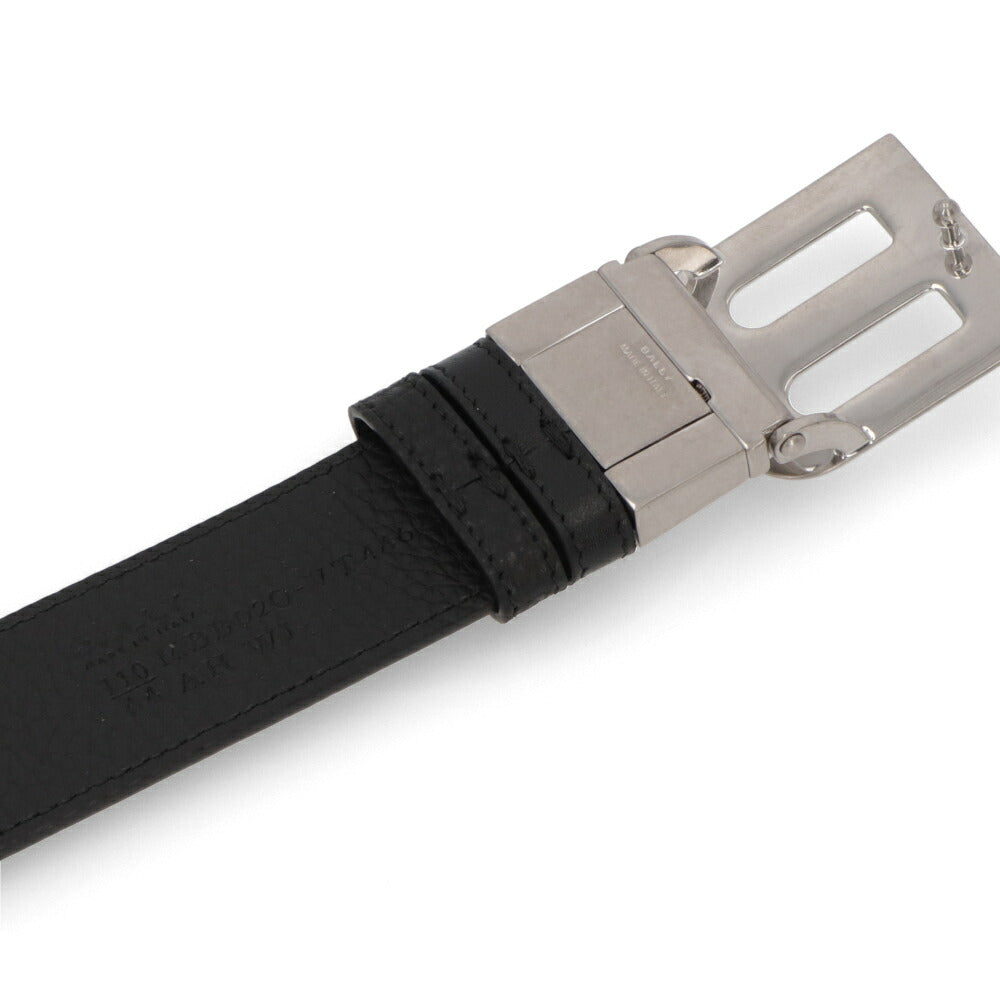 BALLY ベルト ブラック レザー シルバー金具 リバーシブル