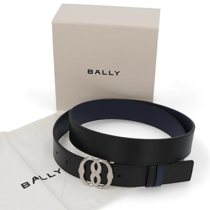 BALLY ベルト ブラック×パープル レザー ロゴ エンブレム