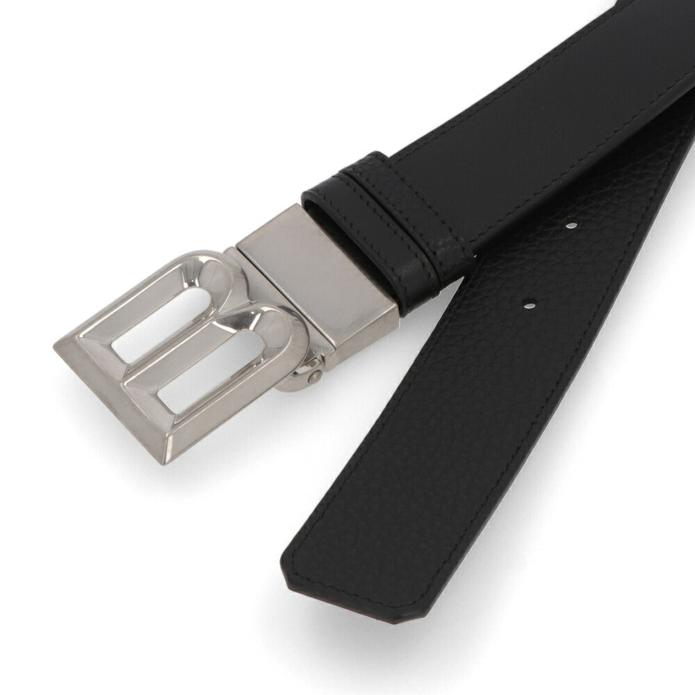 BALLY ベルト ブラック レザー  シルバー金具 リバーシブル