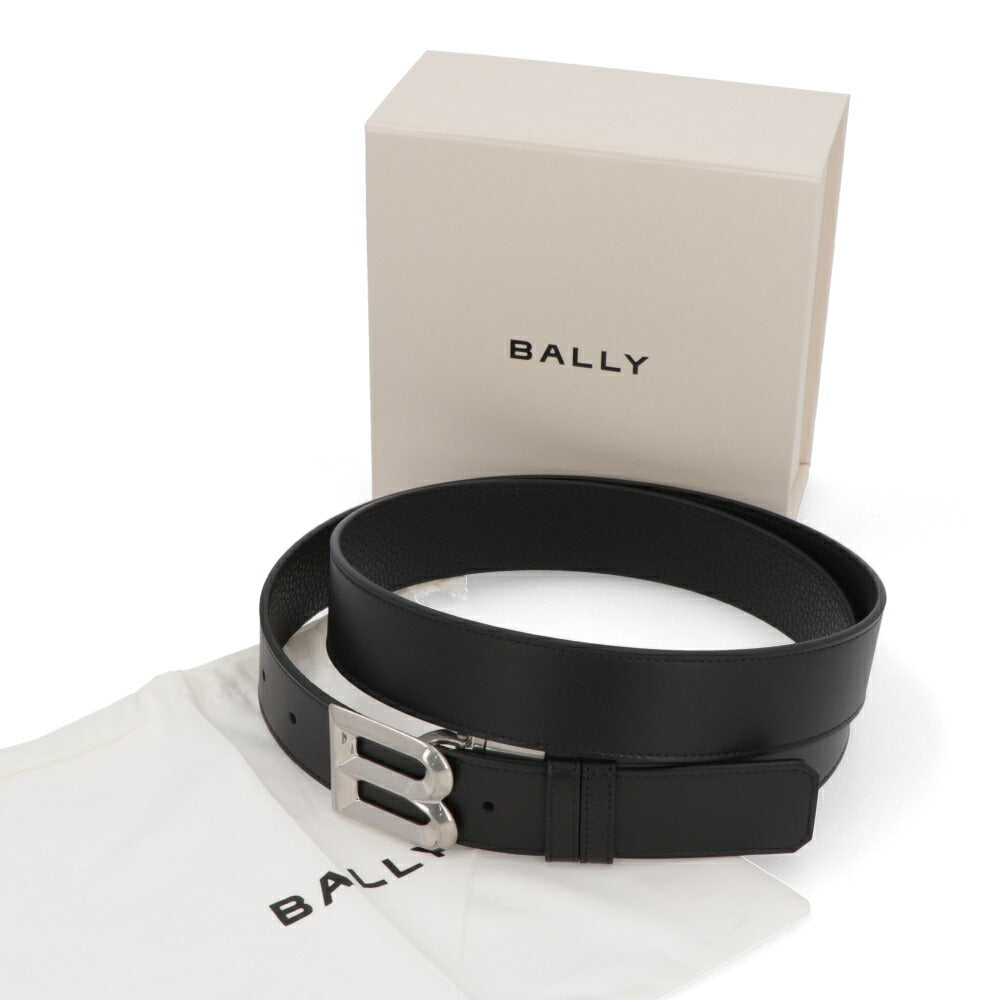 BALLY ベルト ブラック レザー  シルバー金具 リバーシブル