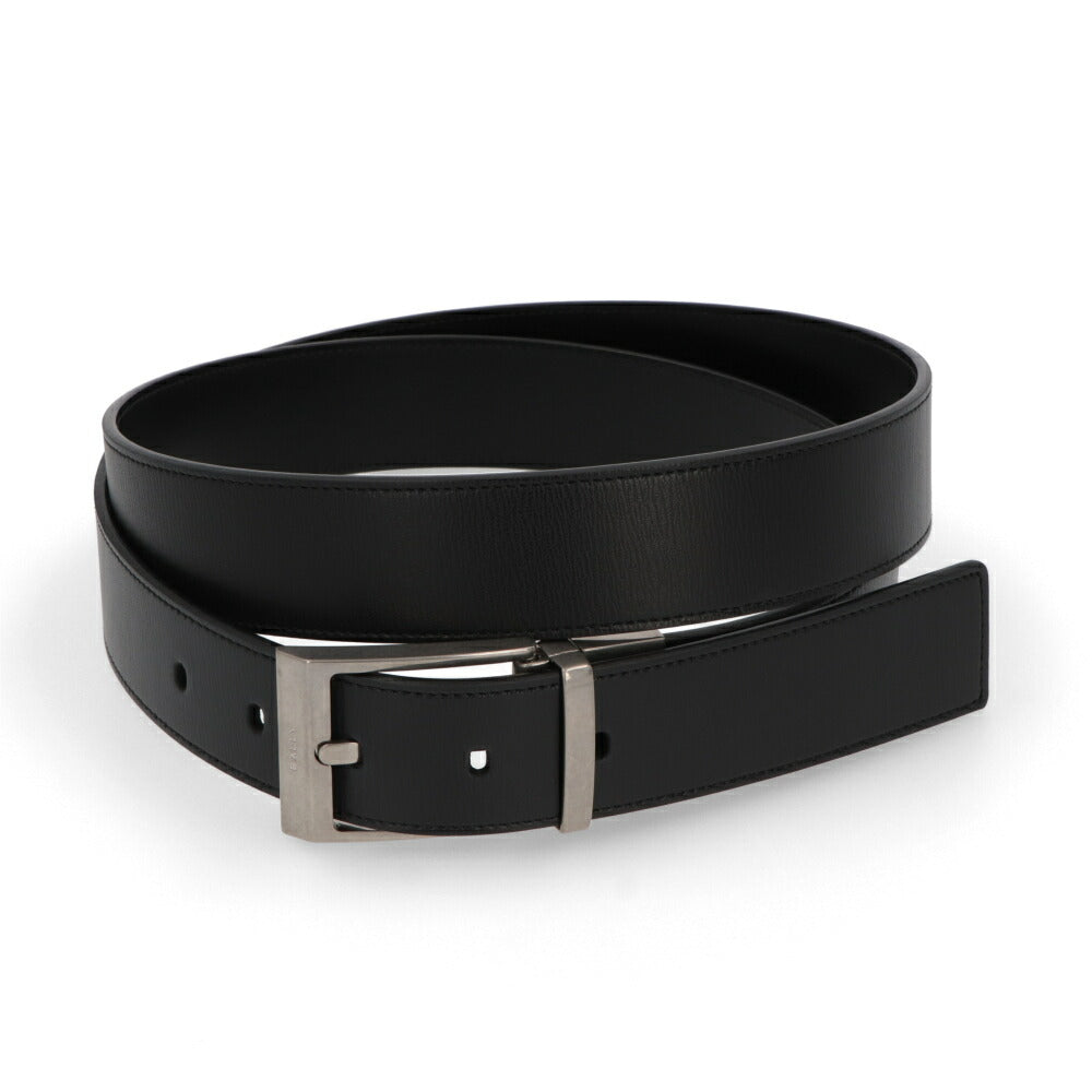 BALLY ベルト ブラック レザー シルバー金具 リバーシブル