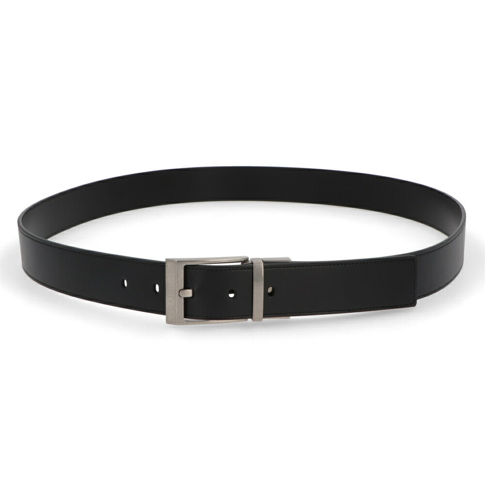 BALLY ベルト ブラック レザー シルバー金具 リバーシブル