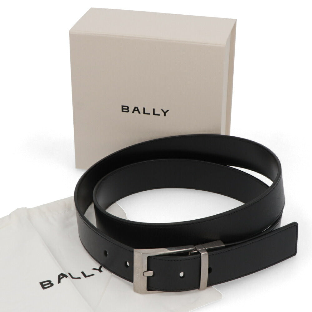 BALLY ベルト ブラック レザー シルバー金具 リバーシブル
