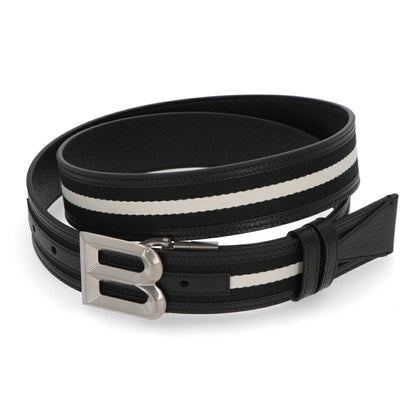 BALLY ベルト ブラック レザー キャンバス ロゴ