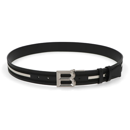 BALLY ベルト ブラック レザー キャンバス ロゴ