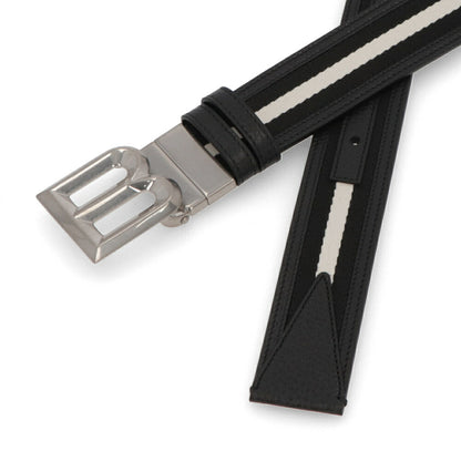 BALLY ベルト ブラック レザー キャンバス ロゴ