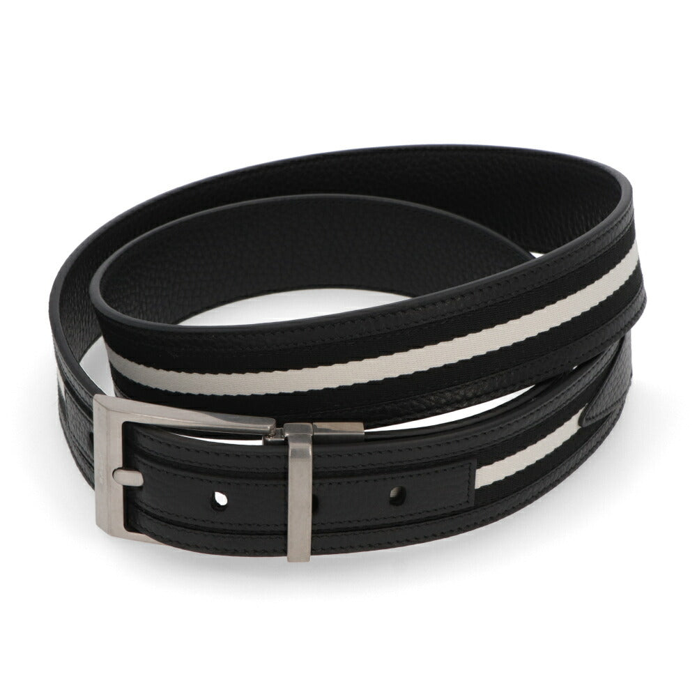 BALLY ベルト ブラック レザー キャンバス ロゴ