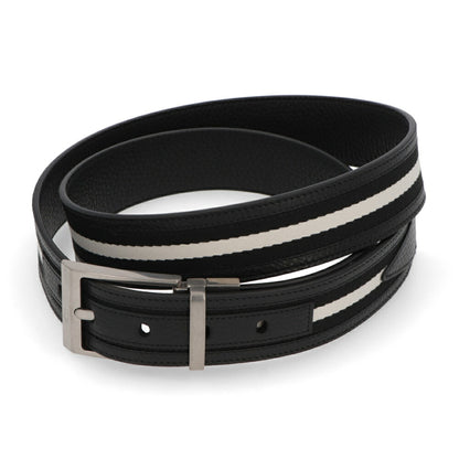 BALLY ベルト ブラック レザー キャンバス ロゴ