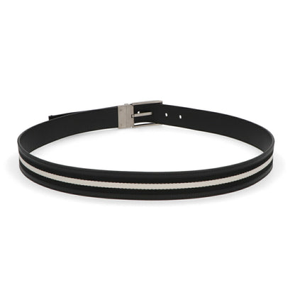 BALLY ベルト ブラック レザー キャンバス ロゴ