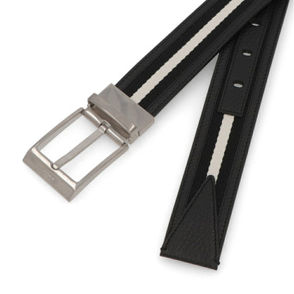 BALLY ベルト ブラック レザー キャンバス ロゴ