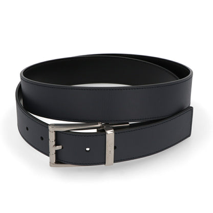 BALLY ベルト ブラック×ネイビー レザー シルバー金具