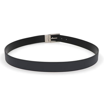 BALLY ベルト ブラック×ネイビー レザー シルバー金具