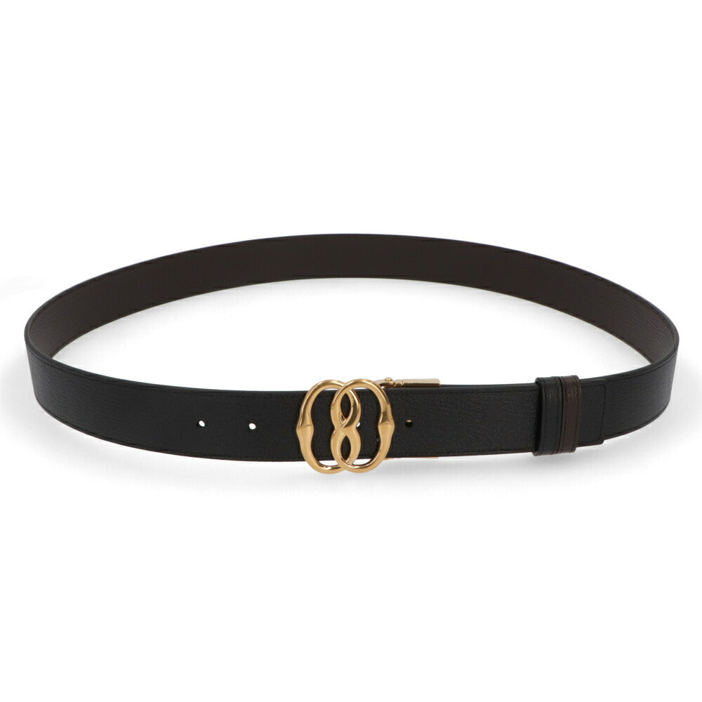 BALLY ベルト ブラック×ブラウン レザー ロゴ エンブレム