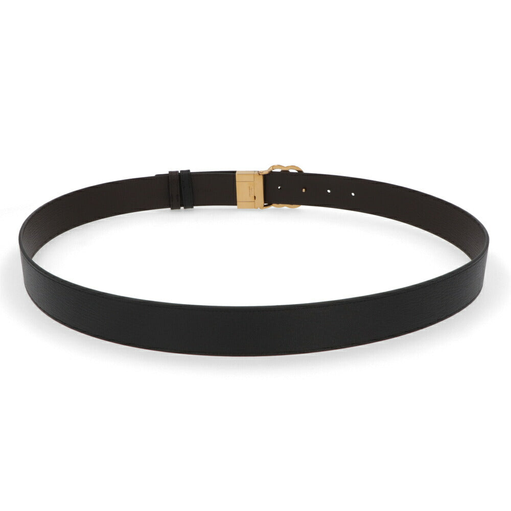 BALLY ベルト ブラック×ブラウン レザー ロゴ エンブレム