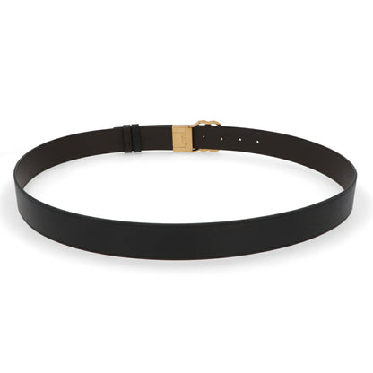 BALLY ベルト ブラック×ブラウン レザー ロゴ エンブレム