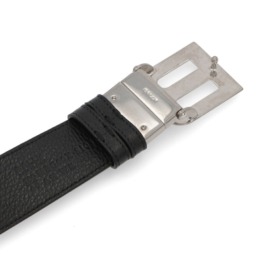 BALLY ベルト ブラック×レッド レザー キャンバス