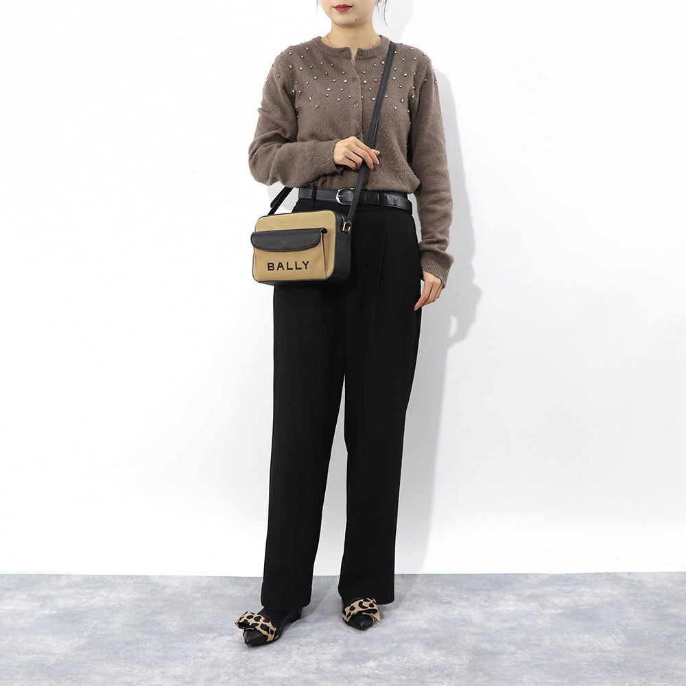 BALLY ショルダーバッグ BAR DANIEL ホワイト×ブラック