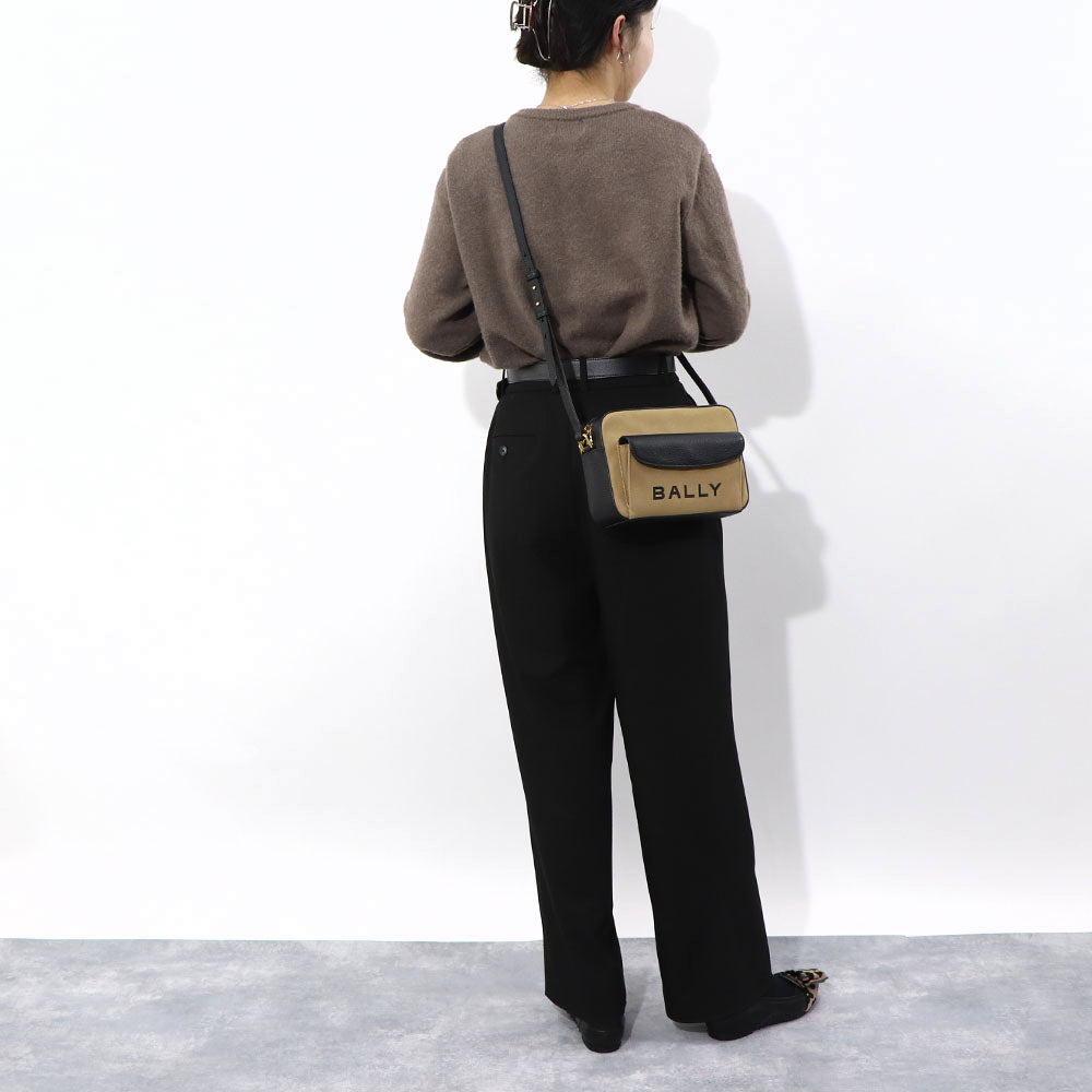 BALLY ショルダーバッグ BAR DANIEL ホワイト×ブラック