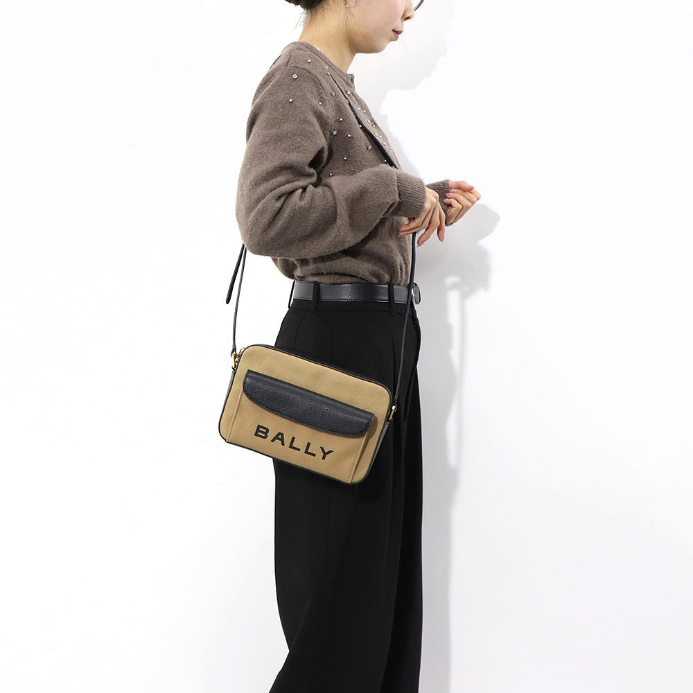 BALLY ショルダーバッグ BAR DANIEL ホワイト×ブラック