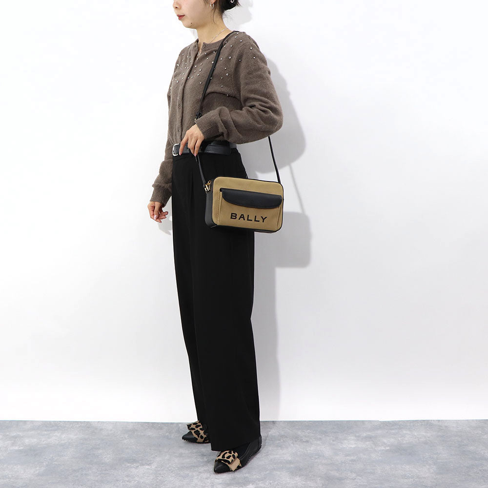 BALLY ショルダーバッグ BAR DANIEL ホワイト×ブラック